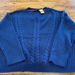 Tommy Hilfiger women’s Cable Knit Crewneck Royal Blue Sweater